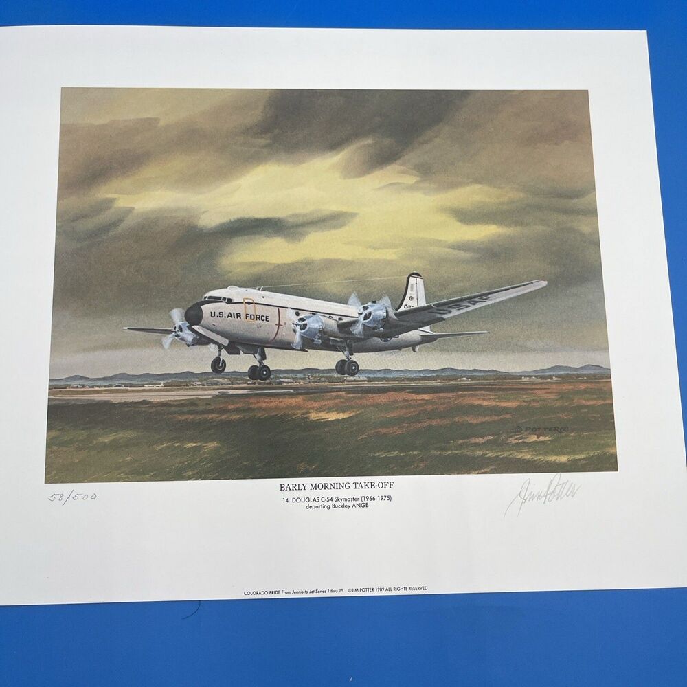 VINTAGE Douglas C-54 Print 58/500 #14 In Series ARTIST Jim Potter 88’ Signed